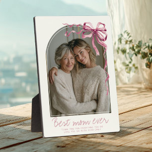 Personalised Pink Mothers Day Photo Cute Pink Bow Plaque