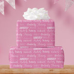 Personalised Pink Name Cute Fonts Collage Birthday Wrapping Paper<br><div class="desc">Cute pink name collage wrapping paper for a girl's birthday decorated in nine different fonts spelling your name in white. Cute custom kids gift wrap with fun typography in white.</div>