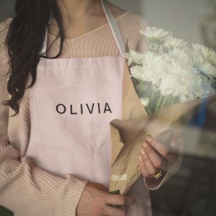Personalised Pink & Name Monogram   Elegant Custom Apron