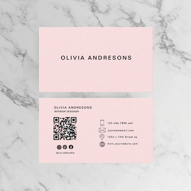 Personalised Pink & Name Monogram | Elegant Custom Business Card (Creator Uploaded)