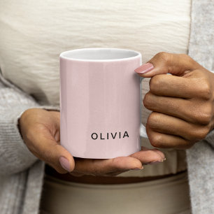 Personalised Pink & Name Monogram   Elegant Custom Coffee Mug
