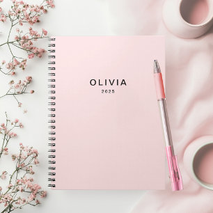 Personalised Pink & Name Monogram   Elegant Custom Notebook