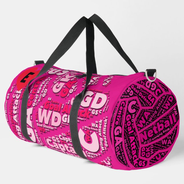 Personalised Pink Netball  Duffle Bag (Left Corner)