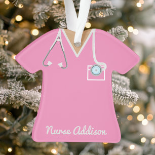 Personalised Pink Nurse Scrubs Ornament