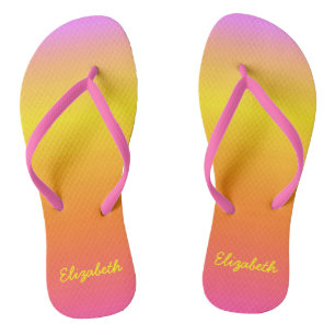 Personalised Pink Ombre Flip Flops