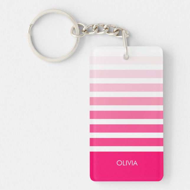 Personalised Pink Ombre Name Key Ring (Front)