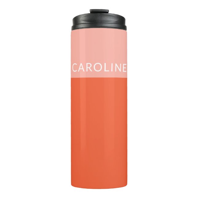 Personalised Pink Orange Geometric Colour Block  Thermal Tumbler (Front)