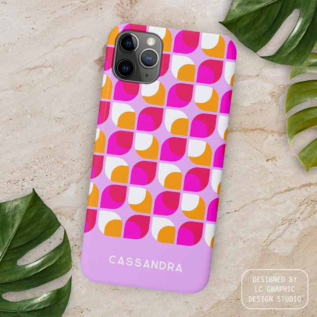 Personalised Pink Orange Midcentury Art Pattern Case-Mate iPhone Case (Creator Uploaded)