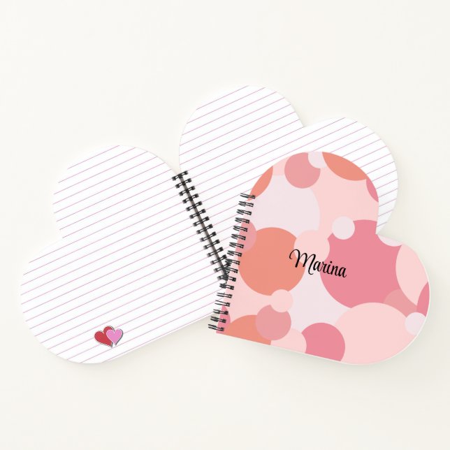 Personalised pink-orange molecules heart notebook (Inside)