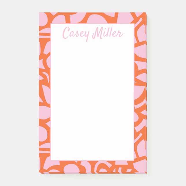Personalised Pink & Orange, Preppy  Post-it Notes (Front)
