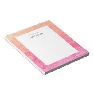 Personalised pink orange Watercolor Notepad