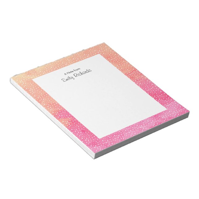 Personalised pink orange Watercolor Notepad (Angled)