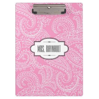 Personalised Pink Paisley Clipboard
