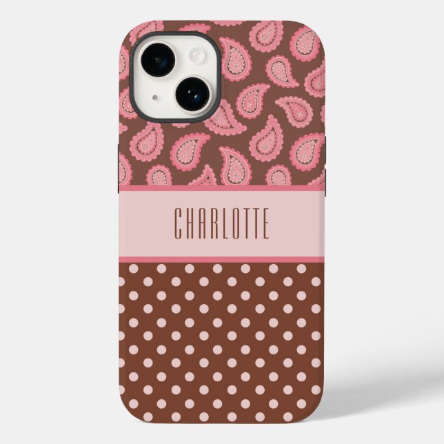 Personalised Pink Paisley & Polka Dots Phone Case (Back)