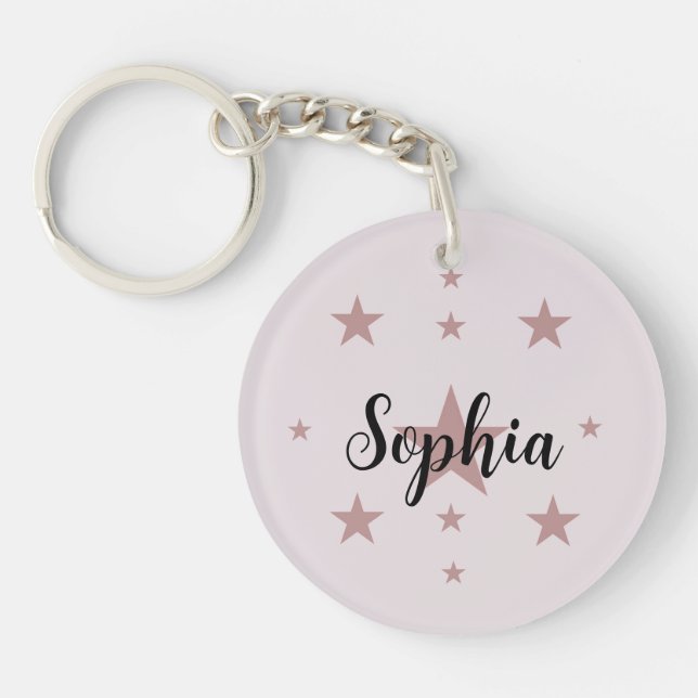 Personalised Pink Pastel Star Acrylic Keychain (Front)