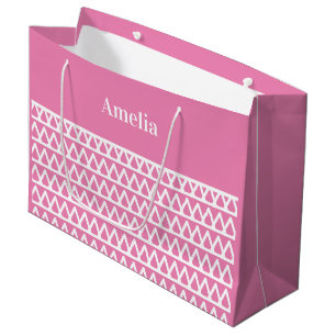 Personalised Pink Pattern Christmas Large Gift Bag