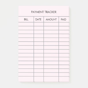 Personalised Pink Payment Tracker  Post-it Notes