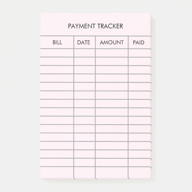Personalised Pink Payment Tracker  Post-it Notes (Front)