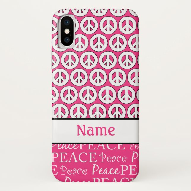 Personalised Pink Peace Sign iPod Touch Case (Back)