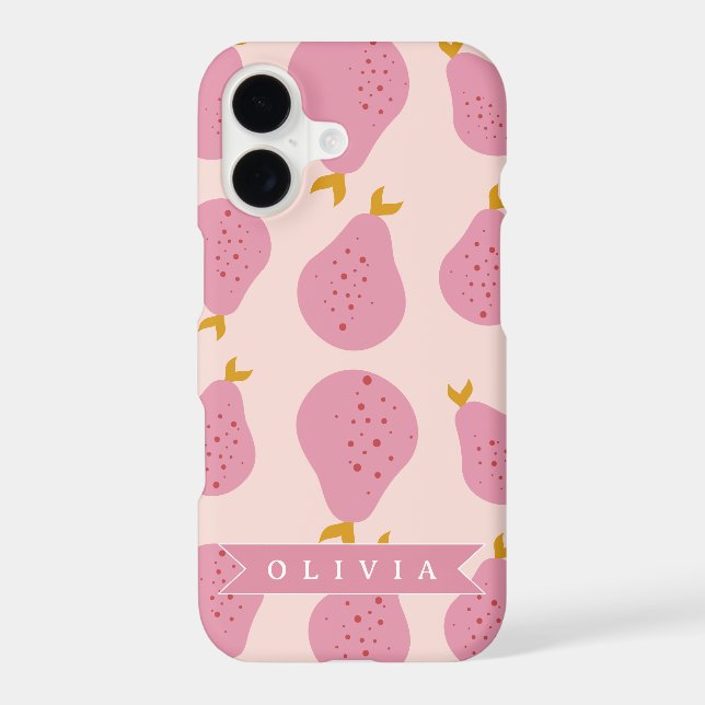 Personalised Pink Pear Pattern Cute Girly Fruit (Back)