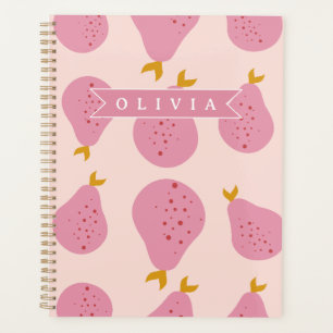 Personalised Pink Pear Pattern Cute Girly Fruit Planner
