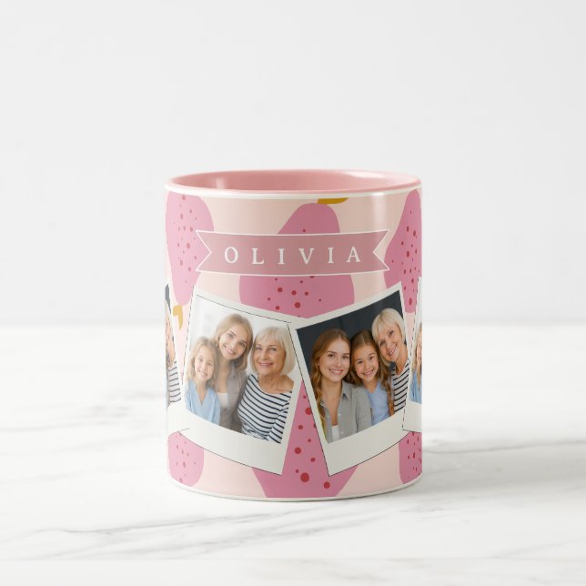 Personalised Pink Pear Pattern Cute Girly Fruit Two-Tone Coffee Mug (Center)