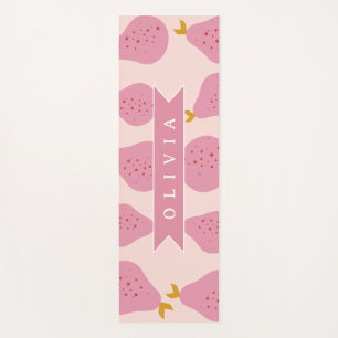 Personalised Pink Pear Pattern Cute Girly Fruit Yoga Mat