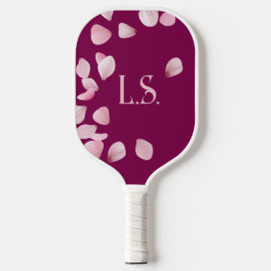 Personalised Pink Petals Monogram Pickleball Paddle