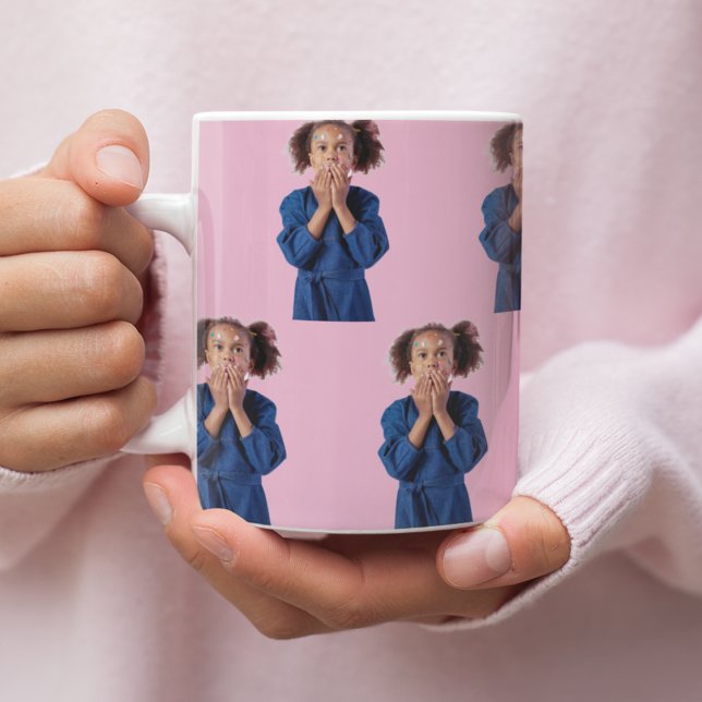 Personalised Pink Photo Collage Kids Birthday  Large Coffee Mug (Creator Uploaded)