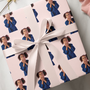 Personalised Pink Photo Collage Kids Birthday Wrapping Paper