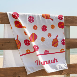 Personalised Pink Pickleball Beach Towel
