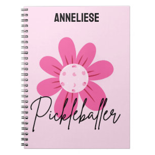 Personalised Pink "Pickleballer" Retro Pickleball Notebook