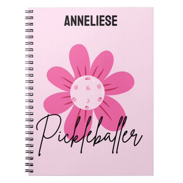 Personalised Pink "Pickleballer" Retro Pickleball Notebook (Front)