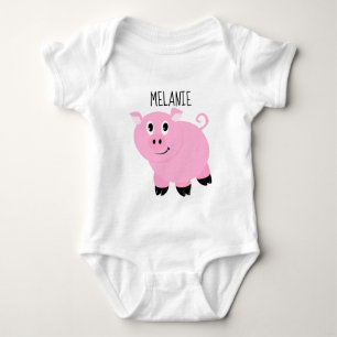 Personalised Pink Pig Baby Animal Piggy Baby Bodysuit