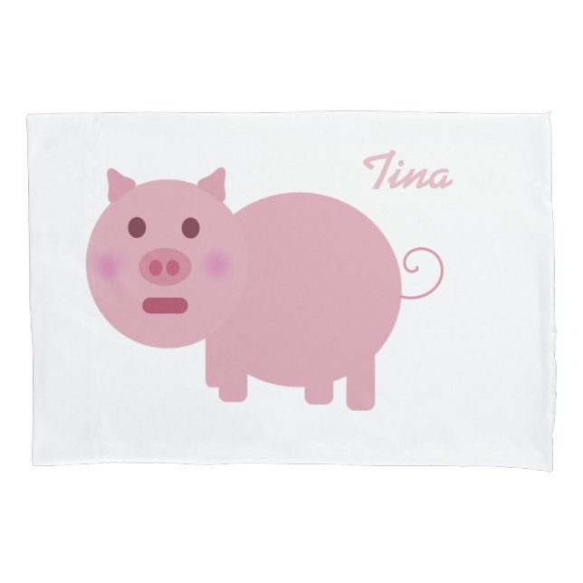 Personalised Pink Pig Pillowcases (Front)