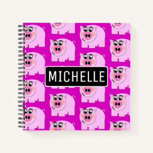 Personalised Pink Piggy Notebook