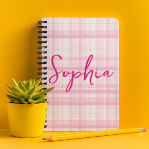 Personalised Pink Plaid Planner with Name 