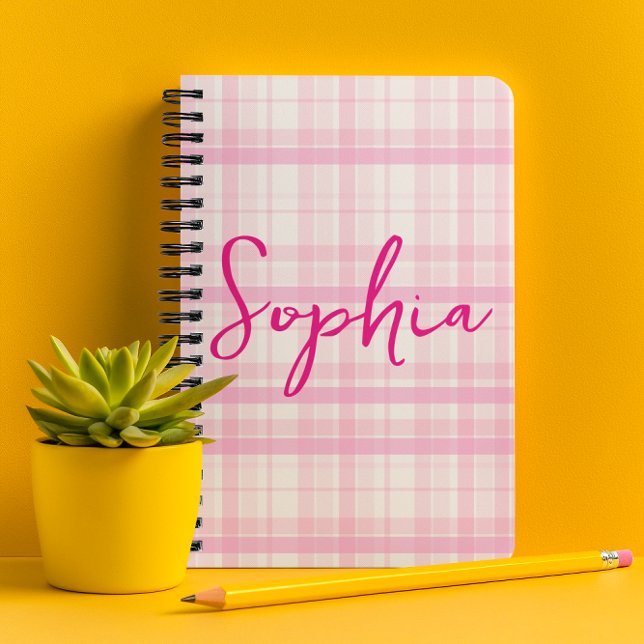 Personalised Pink Plaid Planner with Name  (Creator Uploaded)