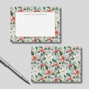 Personalised Pink Poinsettia Christmas Card