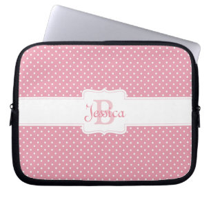 Personalised Pink Polka Dot Laptop Sleeve