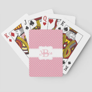 Personalised Pink Polka Dot Playing Cards