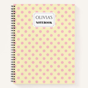 Personalised Pink Polka Dot Spiral Notebook
