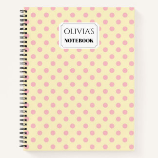 Personalised Pink Polka Dot Spiral Notebook