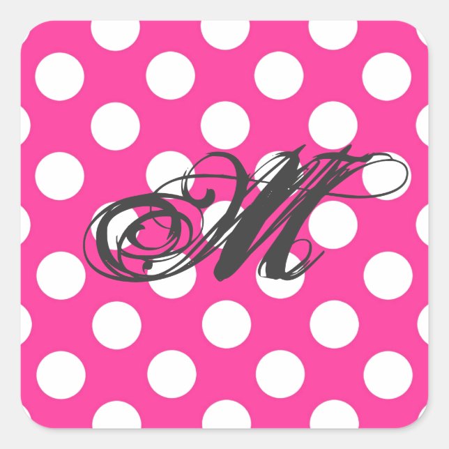 Personalised Pink Polka Dot Square Sticker (Front)
