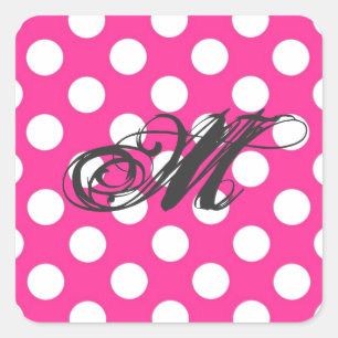 Personalised Pink Polka Dot Square Sticker