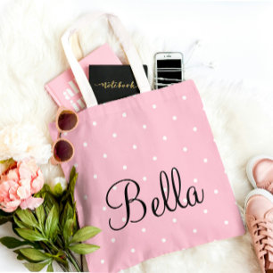 Personalised Pink Polka Dot Tote Bag