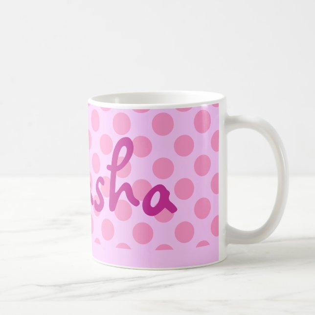 Personalised Pink Polka Dots Coffee Mug (Right)