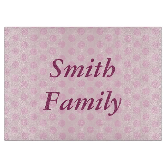 Personalised Pink Polka Dots Cutting Board (Front)