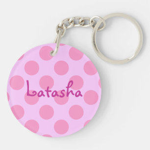 Personalised Pink Polka Dotted Key Ring