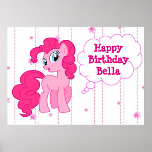Personalised Pink Pony Happy Birthday Poster